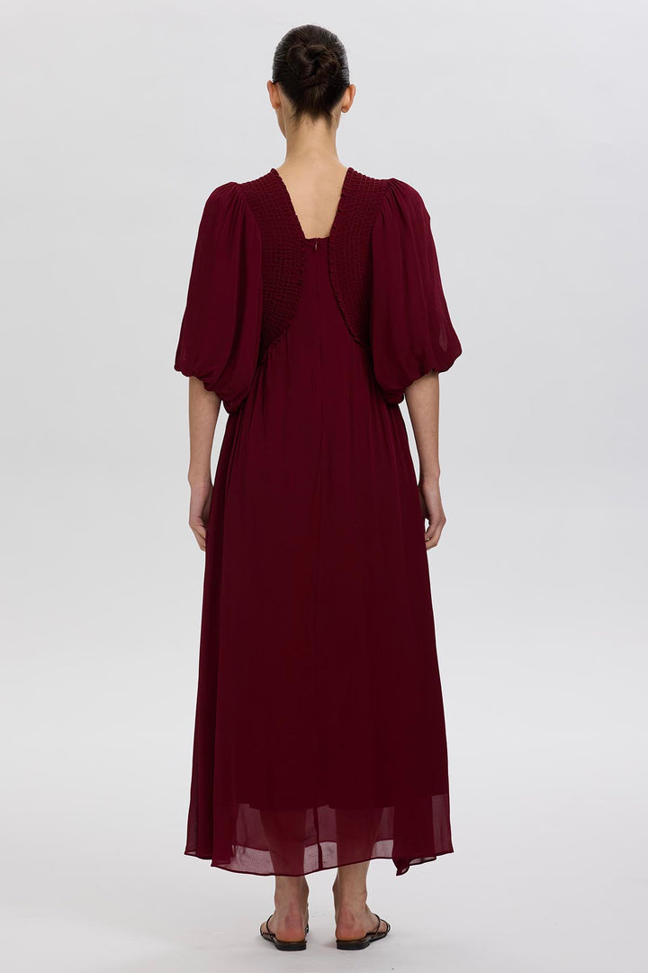 Vivienne Pleated Detail Puff Sleeve Dress