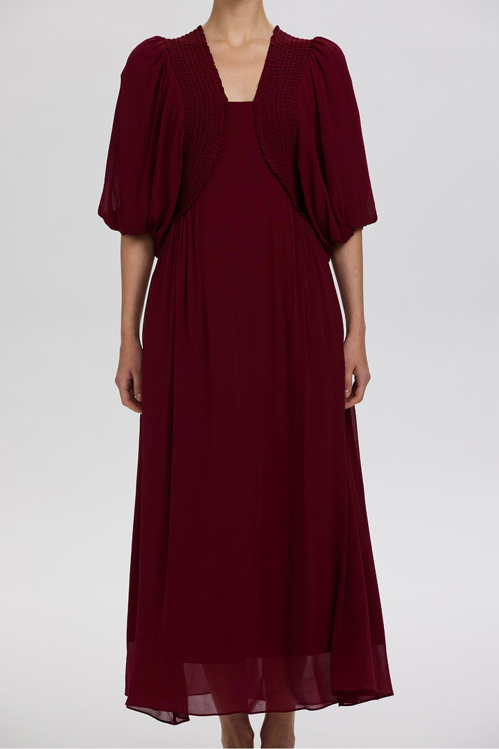 Vivienne Pleated Detail Puff Sleeve Dress