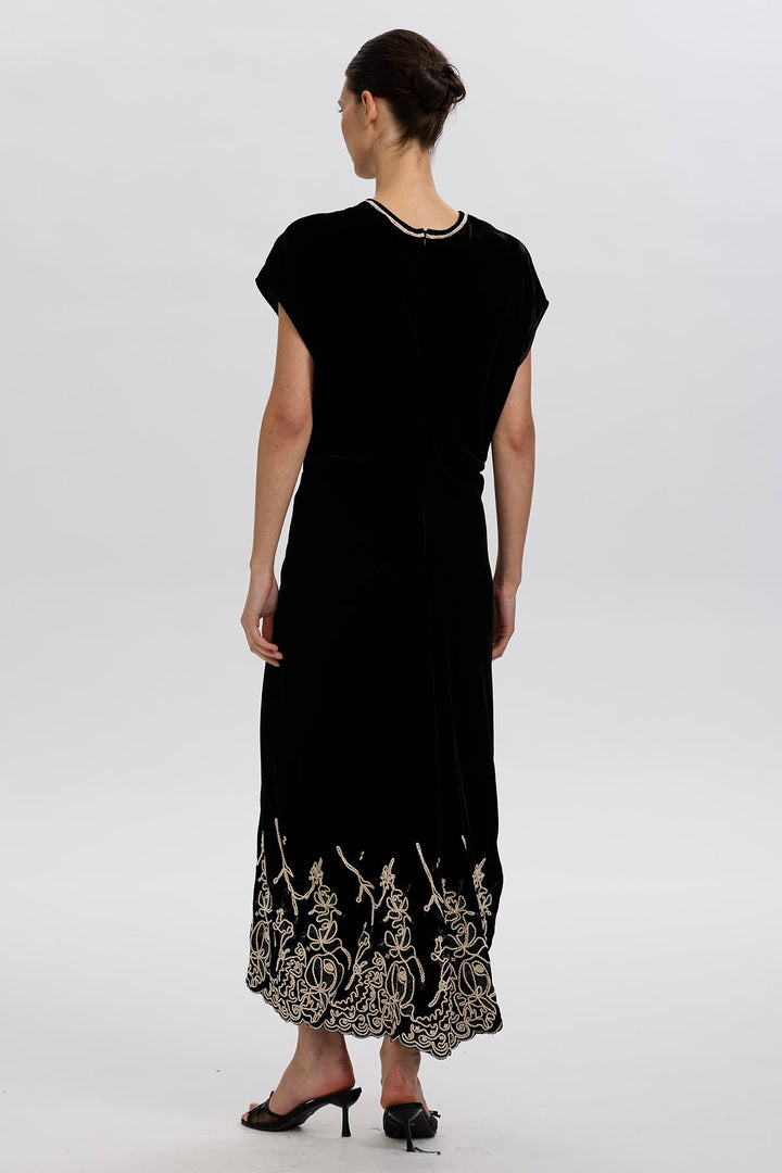 Leyva Embroidery Velvet Dress