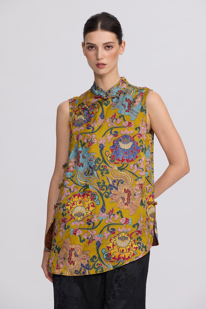 Kenosha Silk Tunic with Knot Buttons
