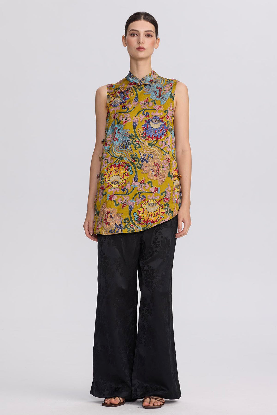 Kenosha Silk Tunic with Knot Buttons