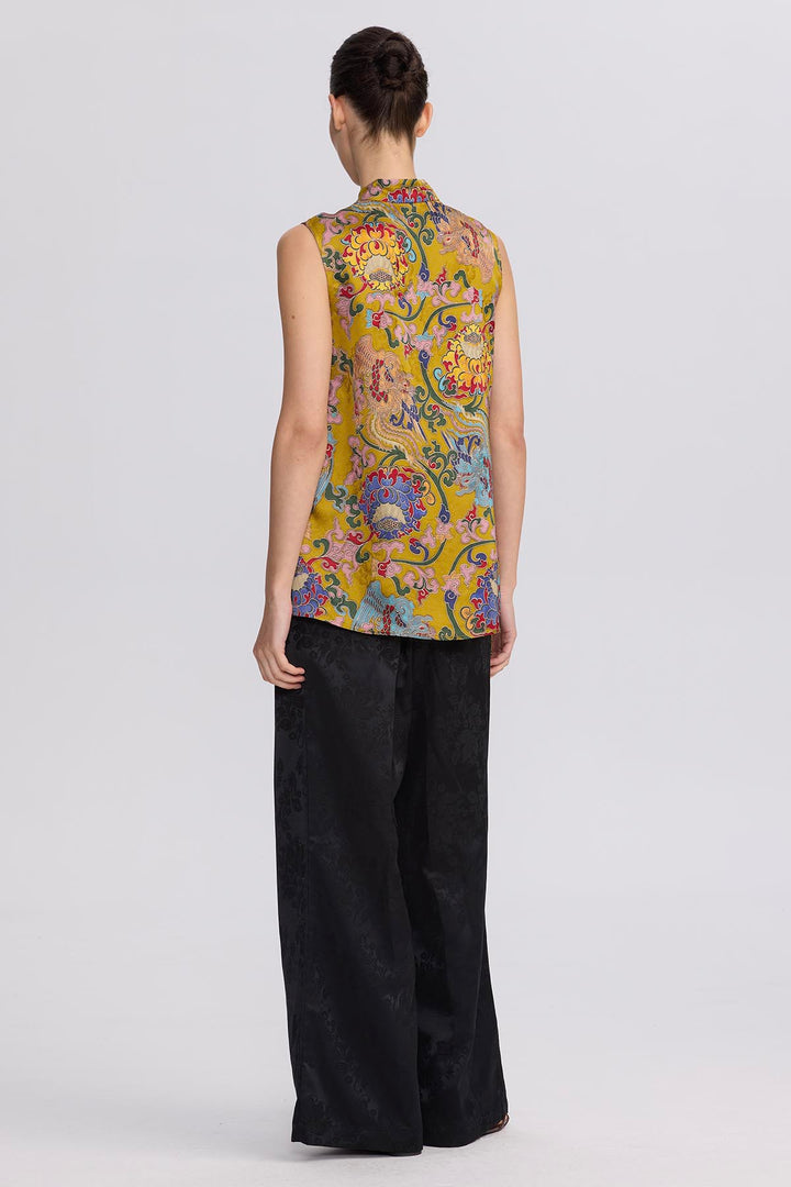 Kenosha Silk Tunic with Knot Buttons