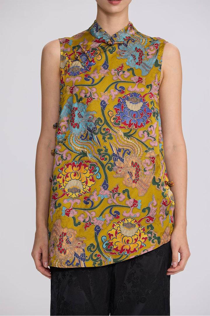 Kenosha Silk Tunic with Knot Buttons