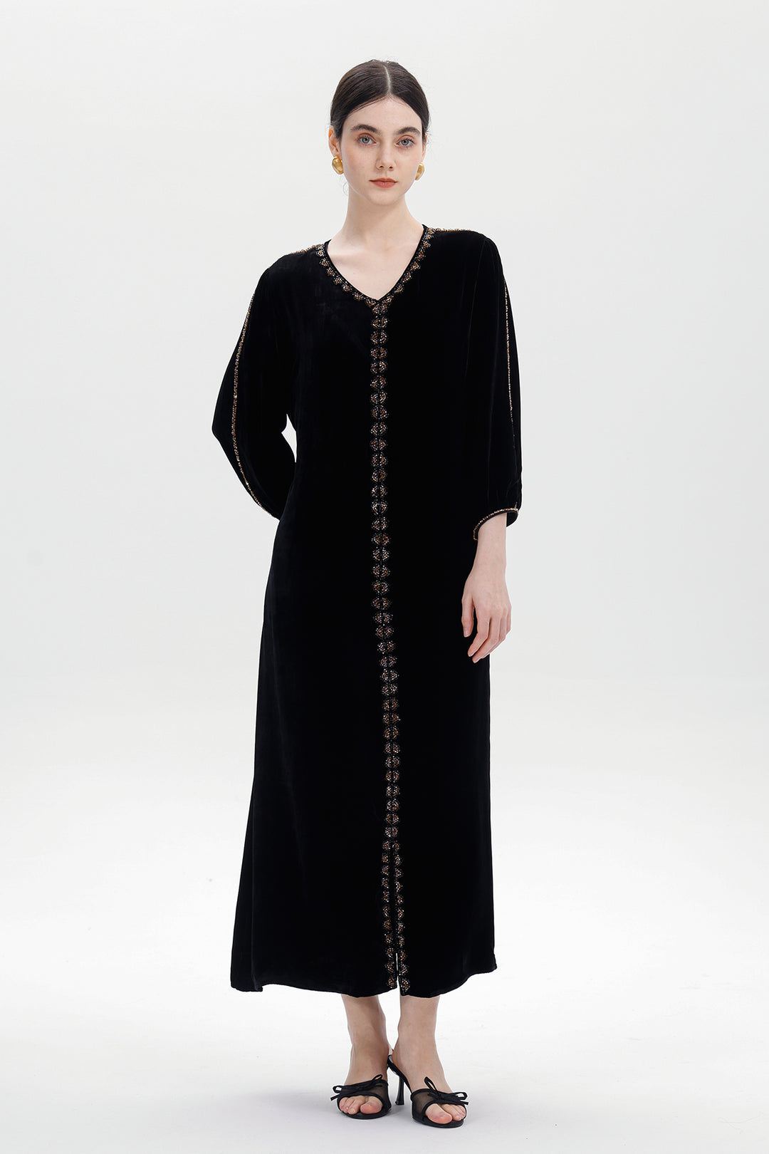 Lucienne Hand-Beaded Velvet Maxi Dress