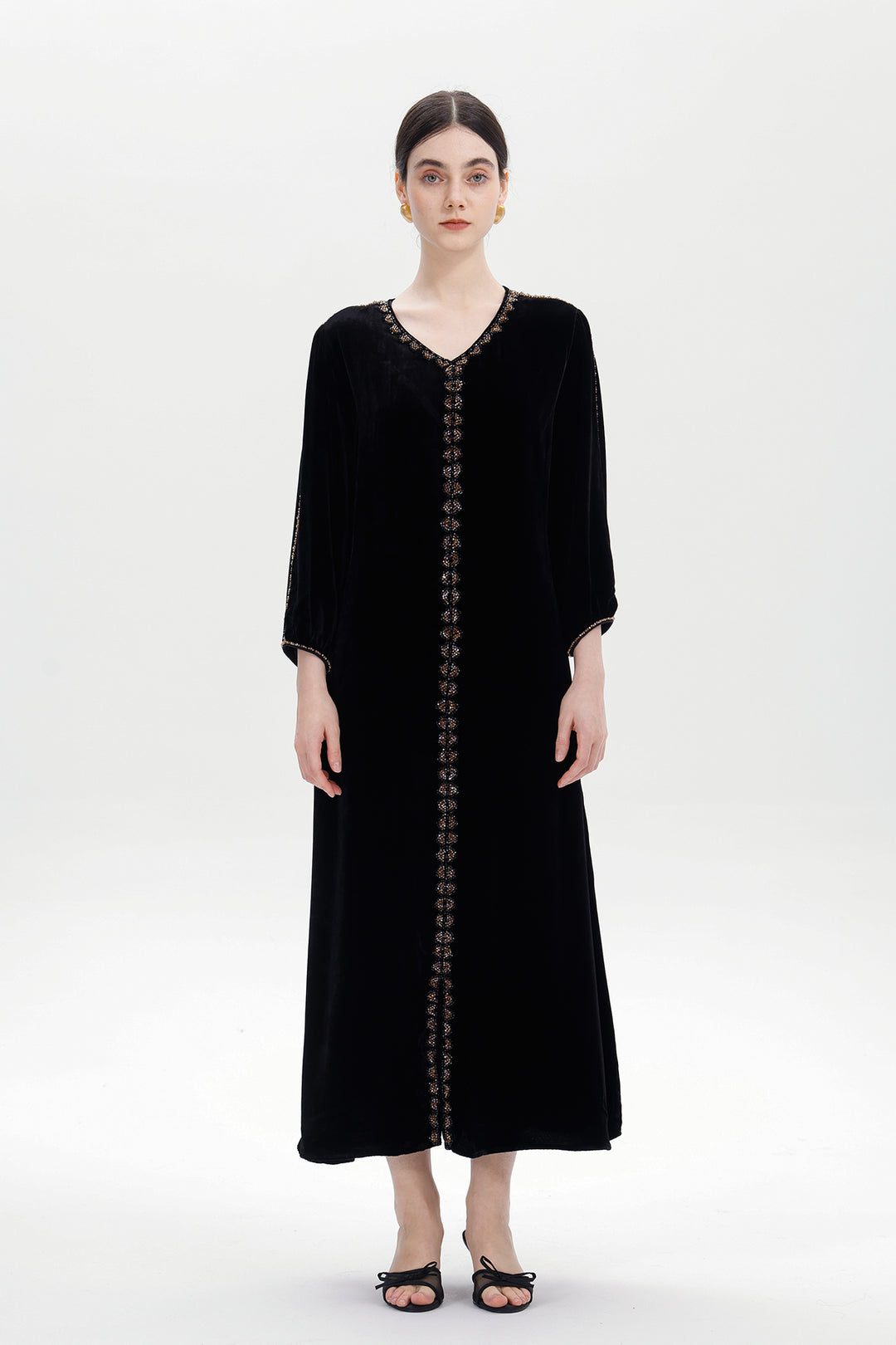 Lucienne Hand-Beaded Velvet Maxi Dress