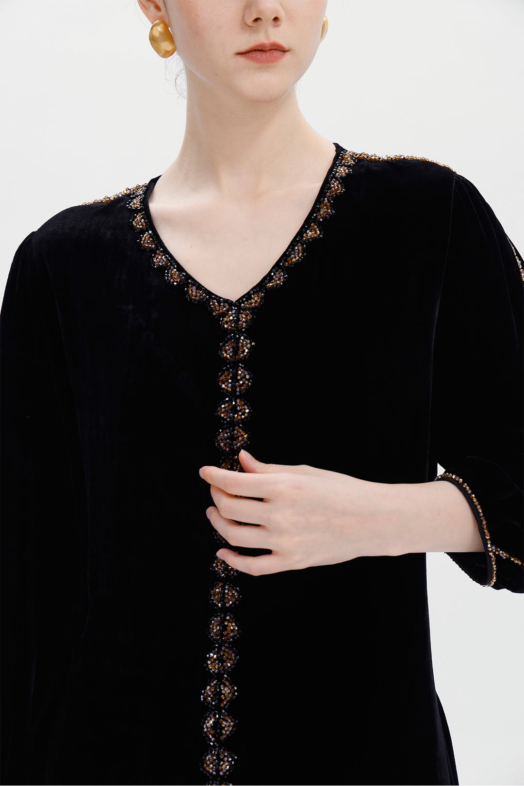 Lucienne Hand-Beaded Velvet Maxi Dress