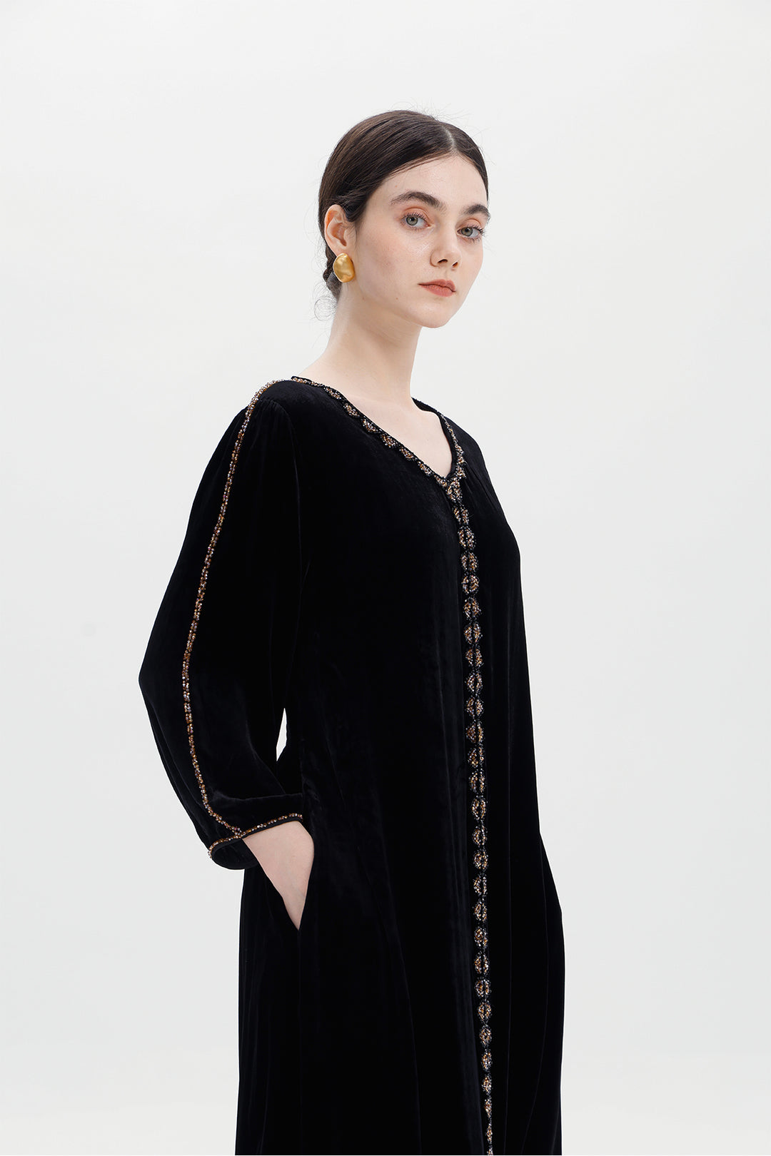 Lucienne Hand-Beaded Velvet Maxi Dress