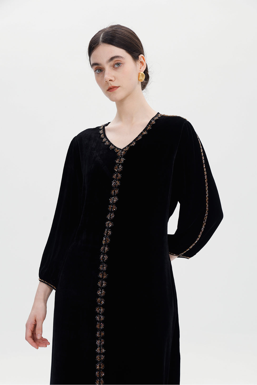Lucienne Hand-Beaded Velvet Maxi Dress