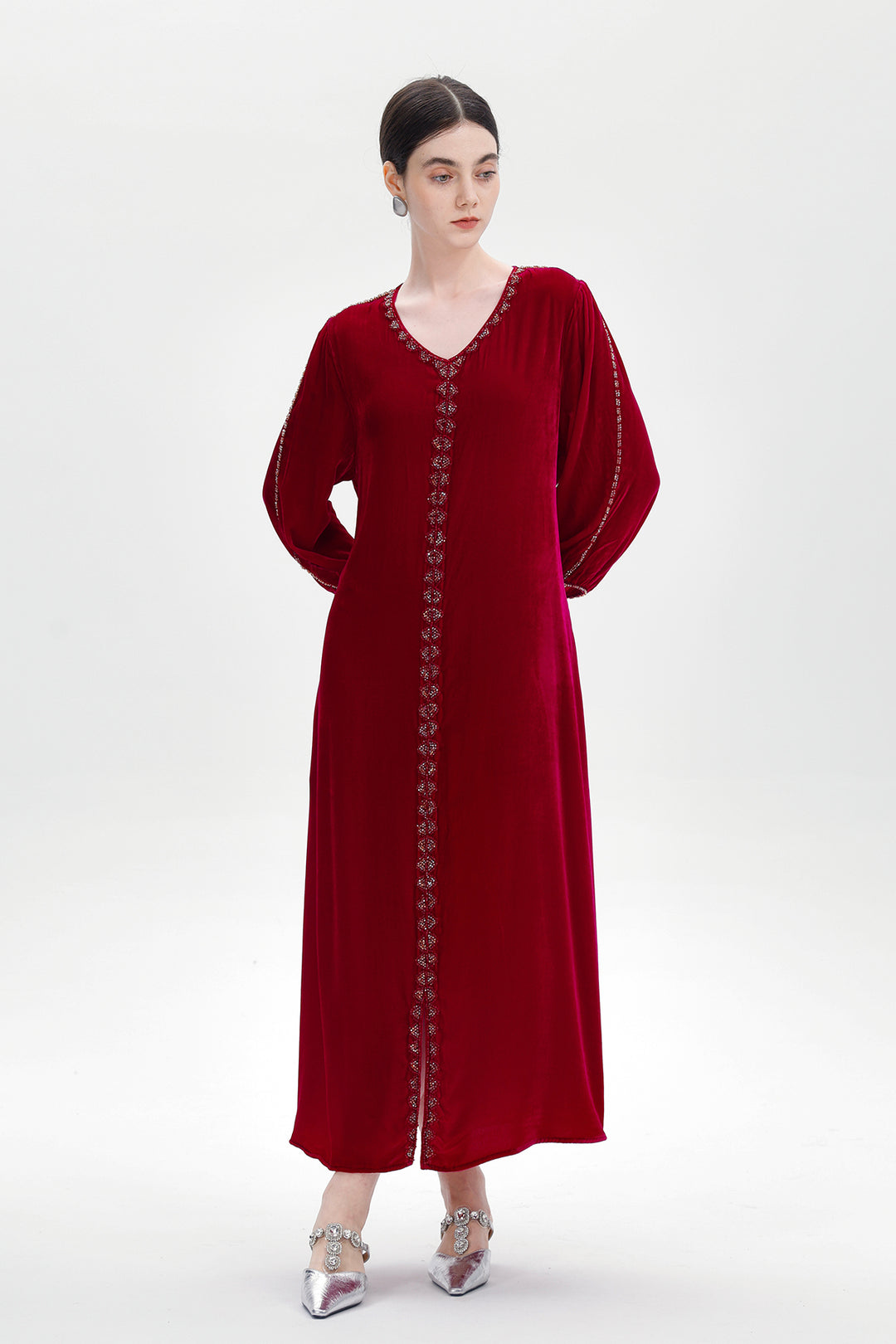 Lucienne Hand-Beaded Velvet Maxi Dress