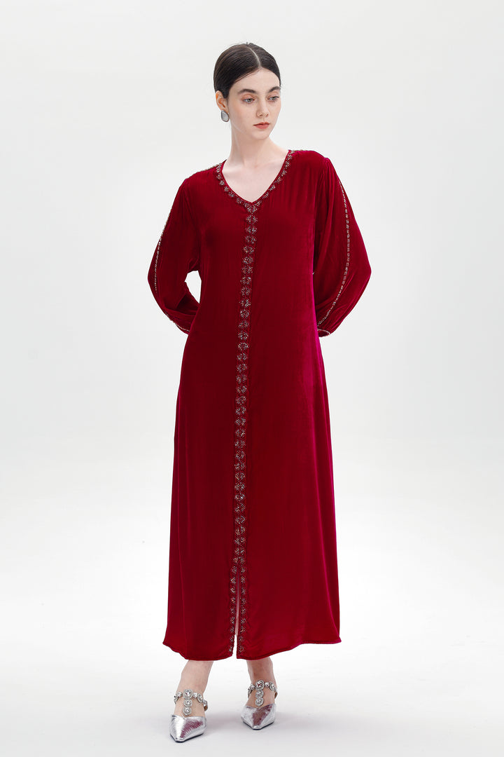 Lucienne Hand-Beaded Velvet Maxi Dress