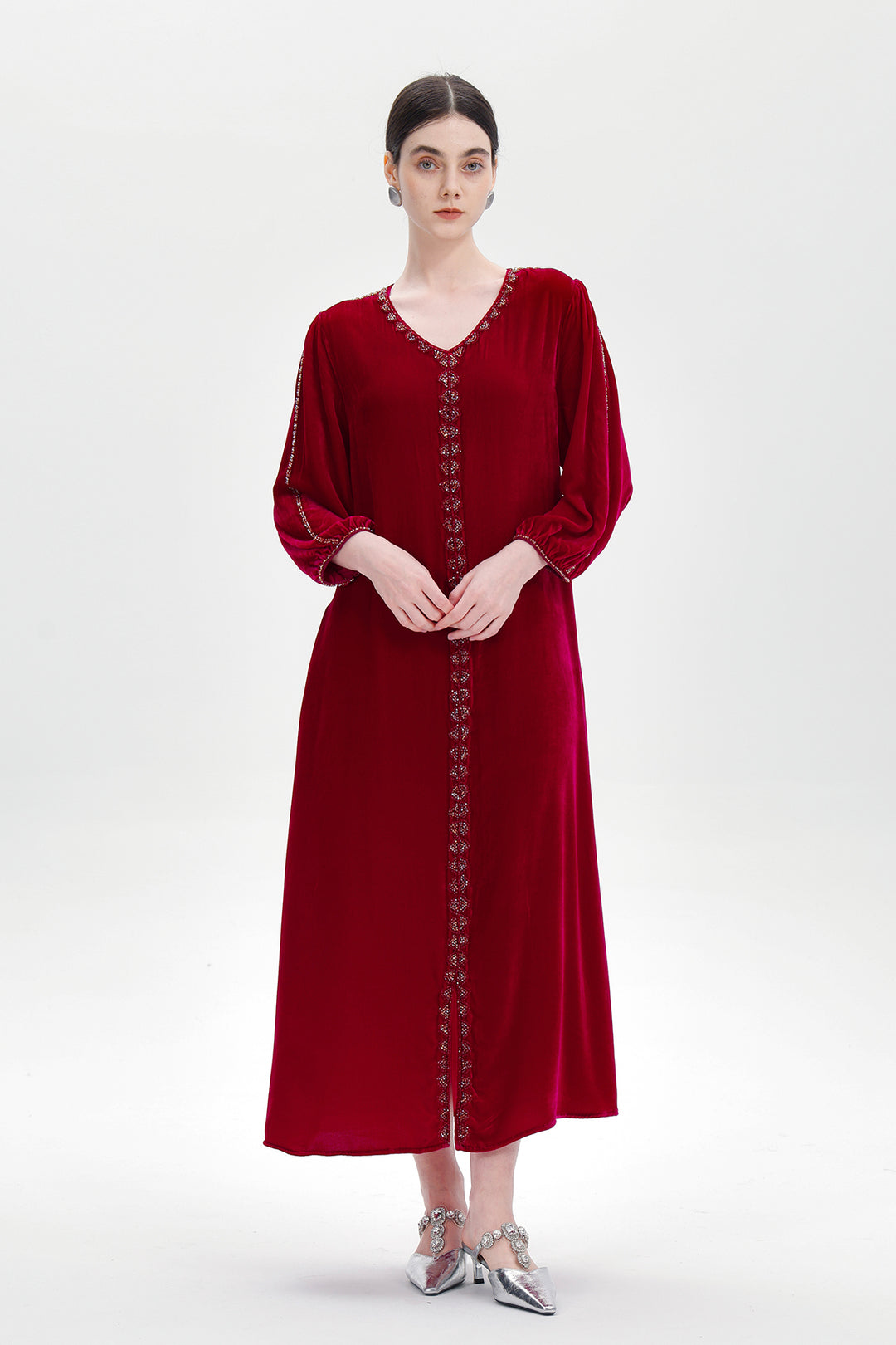 Lucienne Hand-Beaded Velvet Maxi Dress