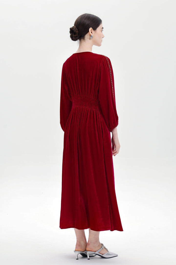 Lucienne Hand-Beaded Velvet Maxi Dress