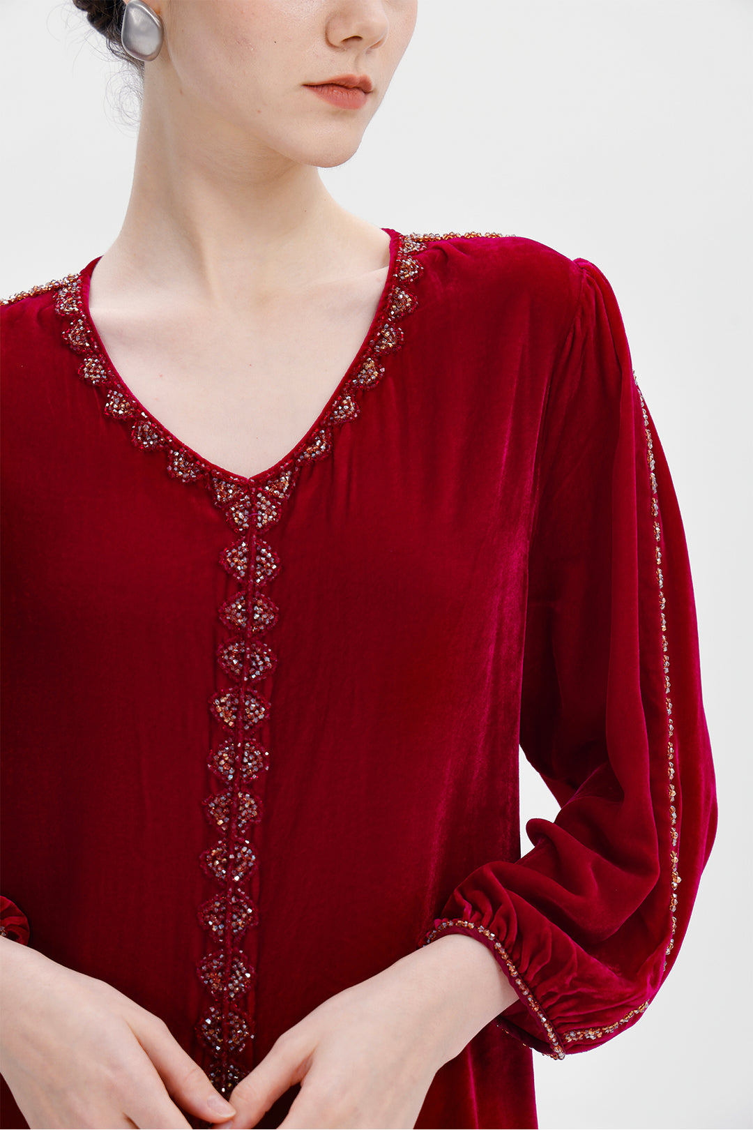 Lucienne Hand-Beaded Velvet Maxi Dress