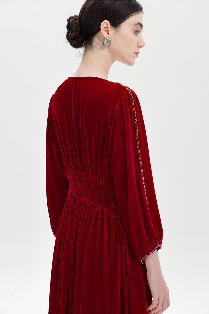 Lucienne Hand-Beaded Velvet Maxi Dress