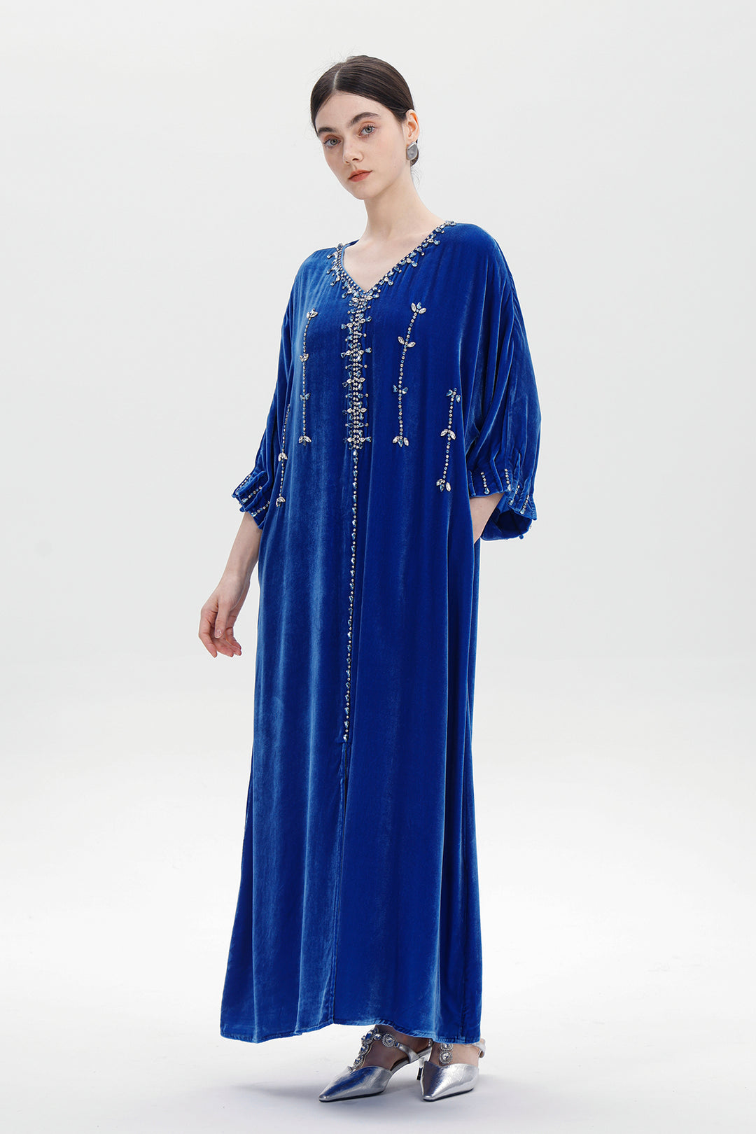Antonia Hand-Beaded Silk Velvet Dress