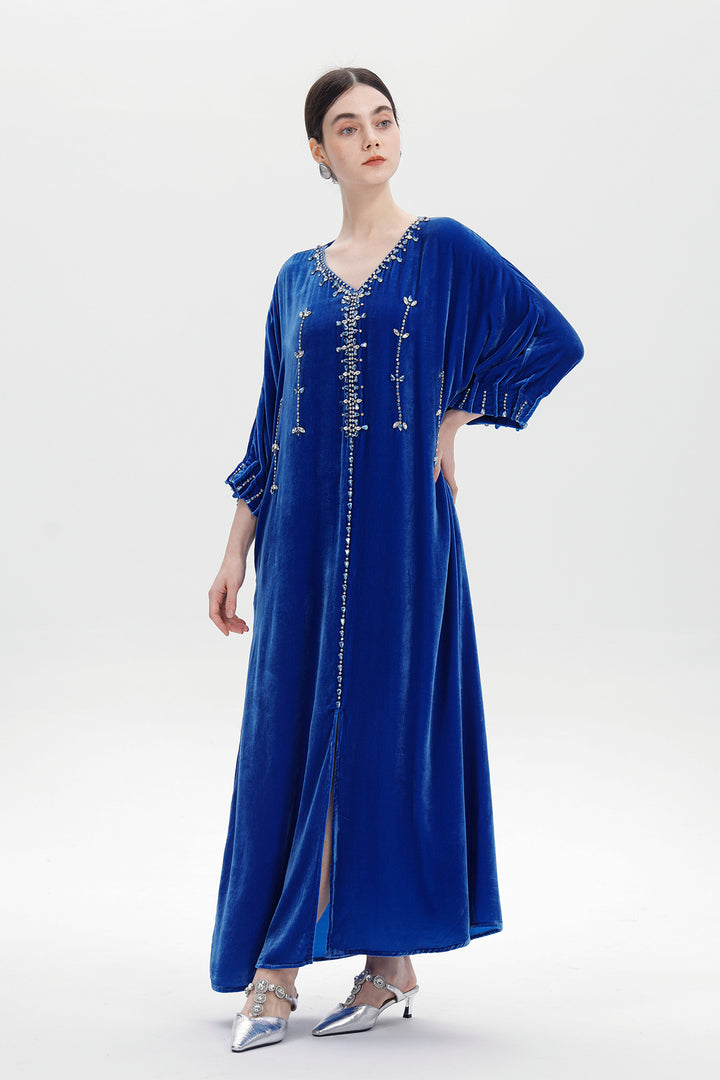Antonia Hand-Beaded Silk Velvet Dress