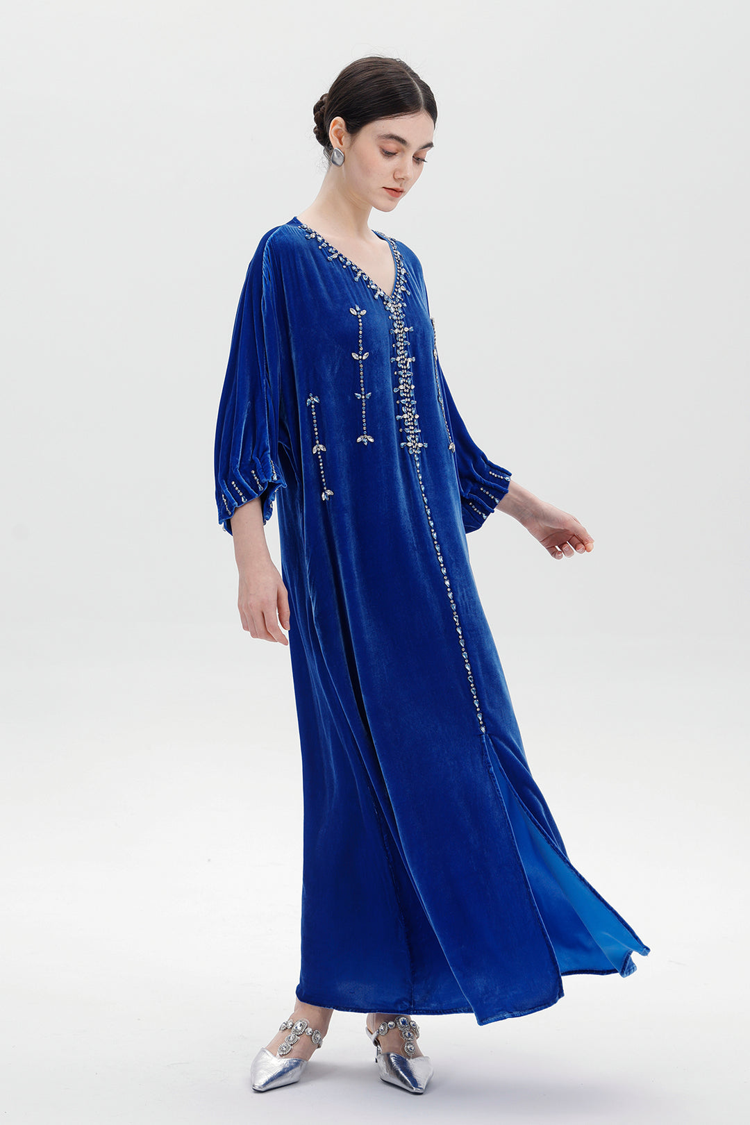 Antonia Hand-Beaded Silk Velvet Dress