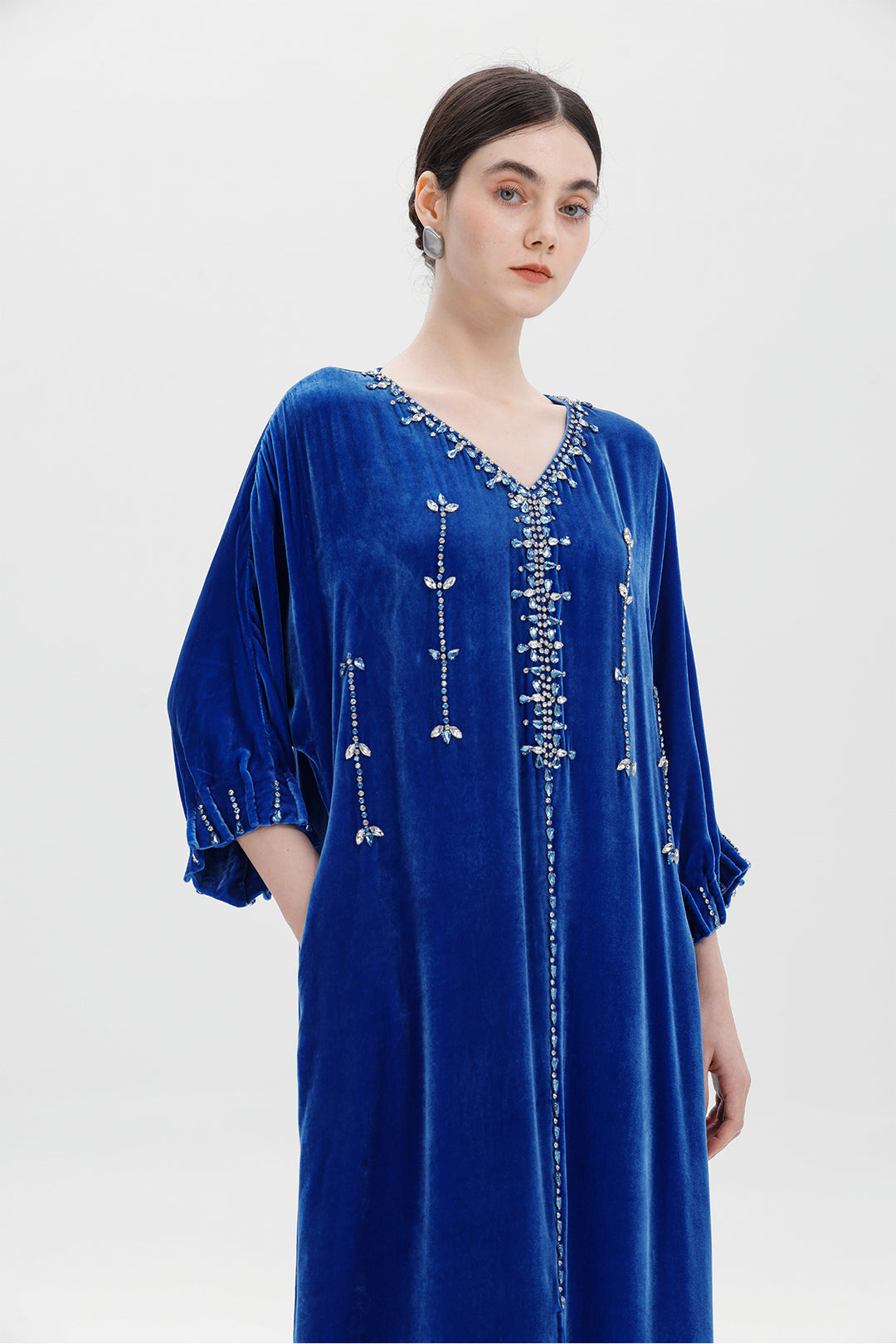 Antonia Hand-Beaded Silk Velvet Dress