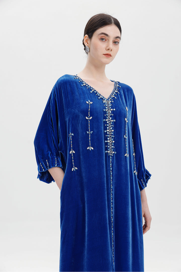 Antonia Hand-Beaded Silk Velvet Dress