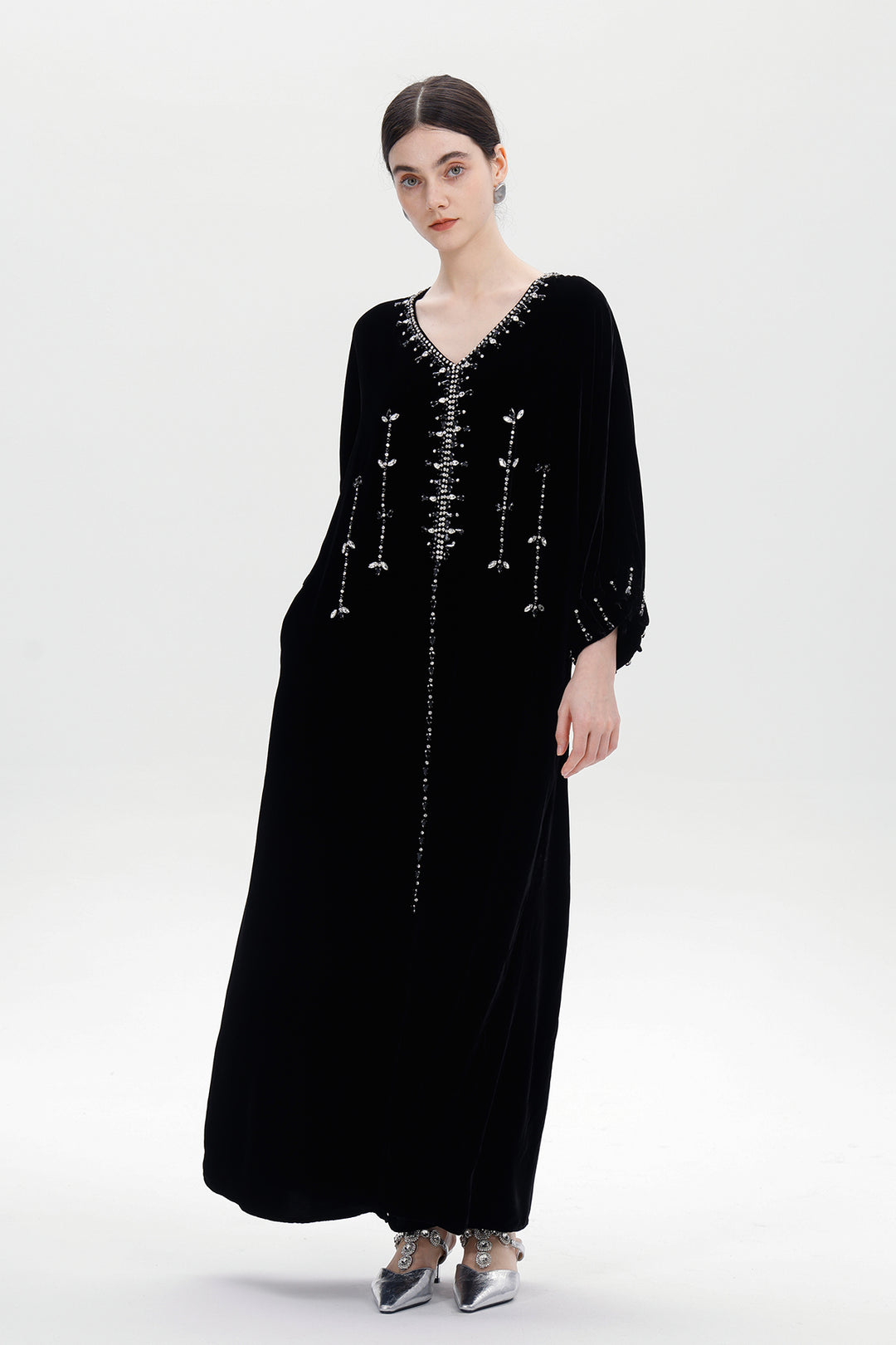 Antonia Hand-Beaded Silk Velvet Dress