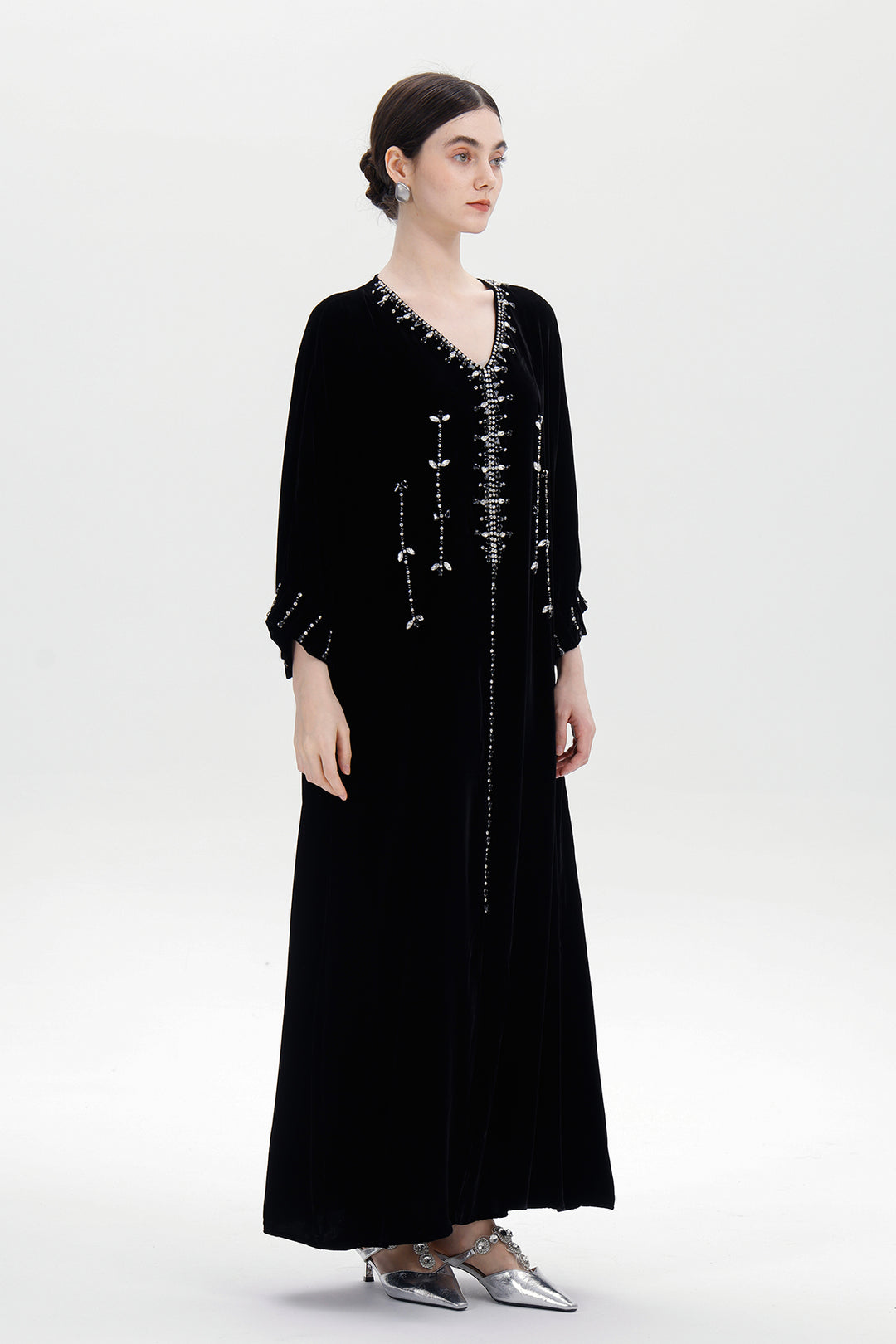 Antonia Hand-Beaded Silk Velvet Dress