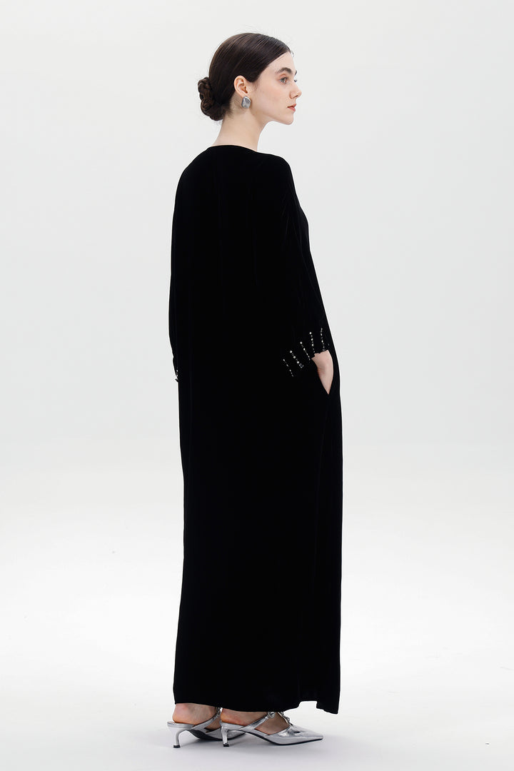 Antonia Hand-Beaded Silk Velvet Dress