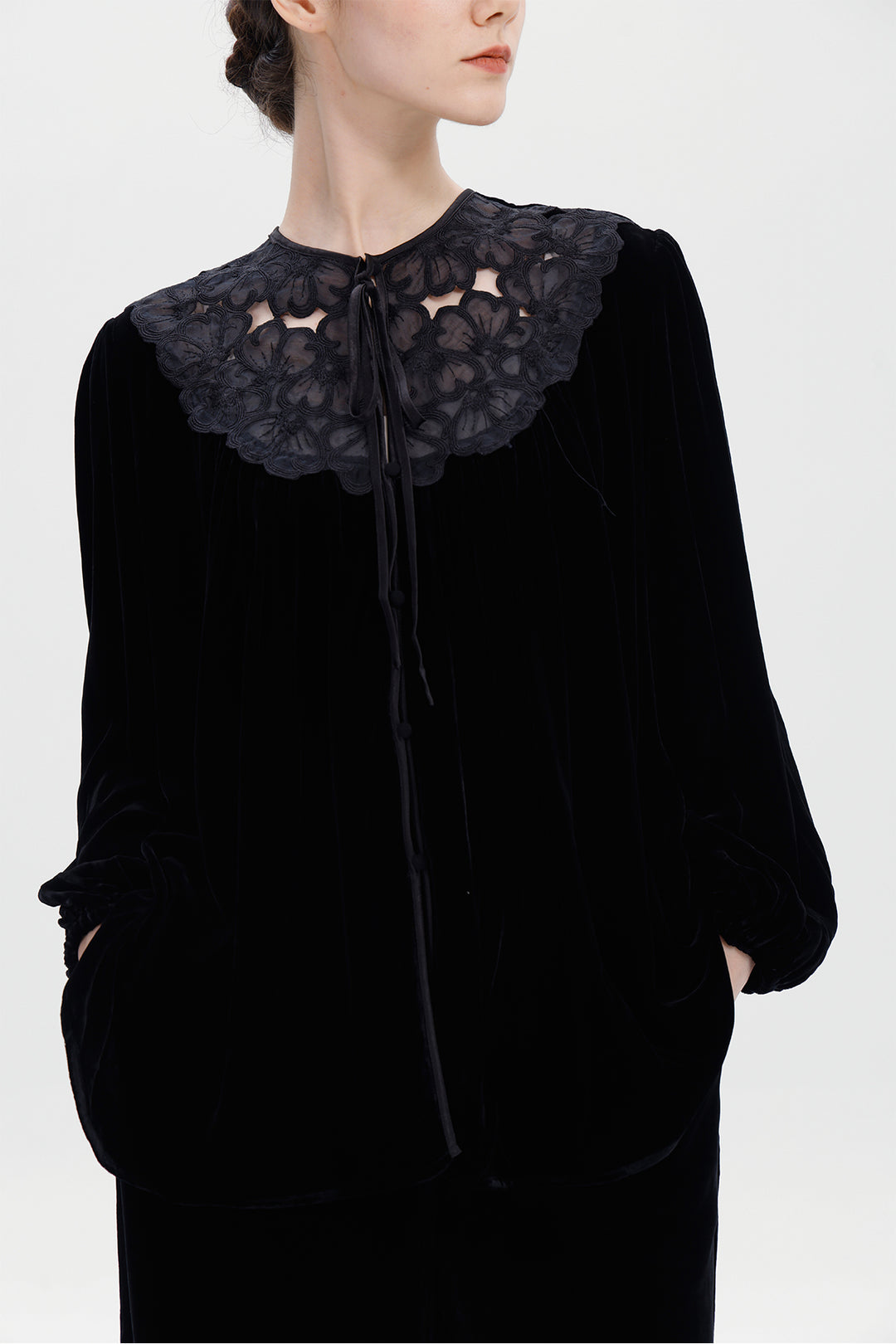 Maud Silk Velvet Lace Blouse
