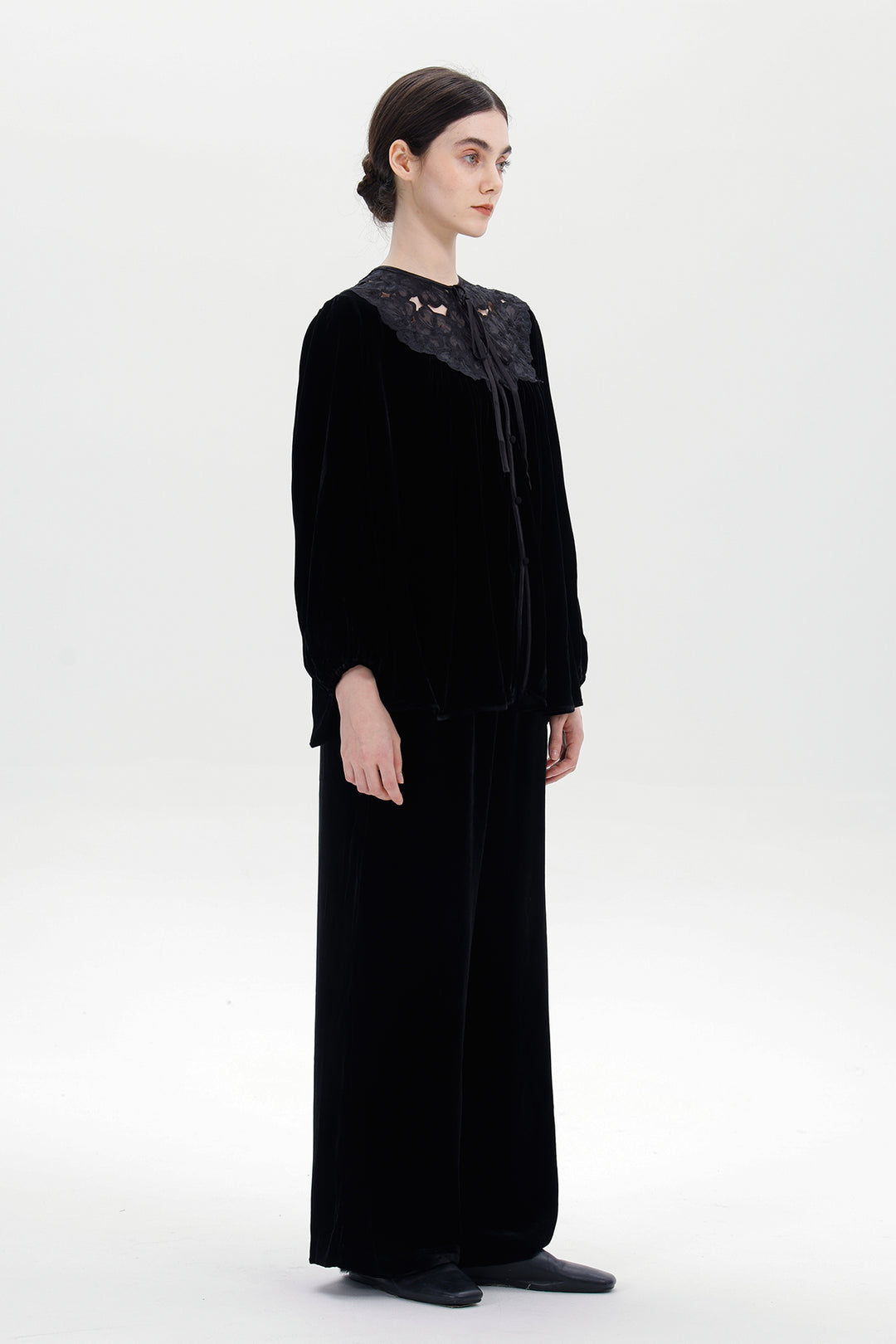 Maud Silk Velvet Lace Blouse