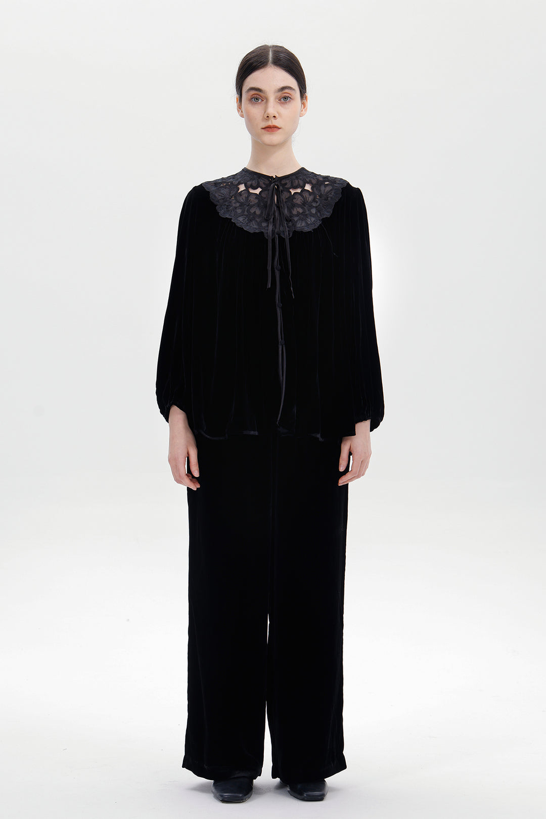 Maud Silk Velvet Lace Blouse