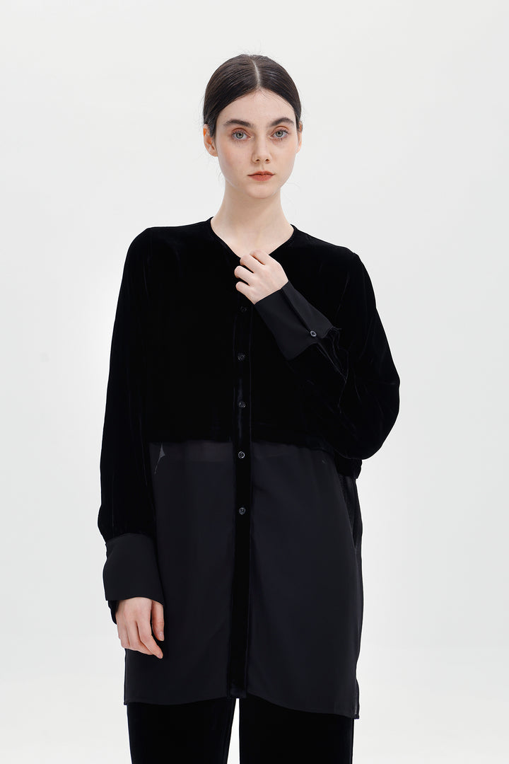 Eleanora Velvet Sheer Blouse
