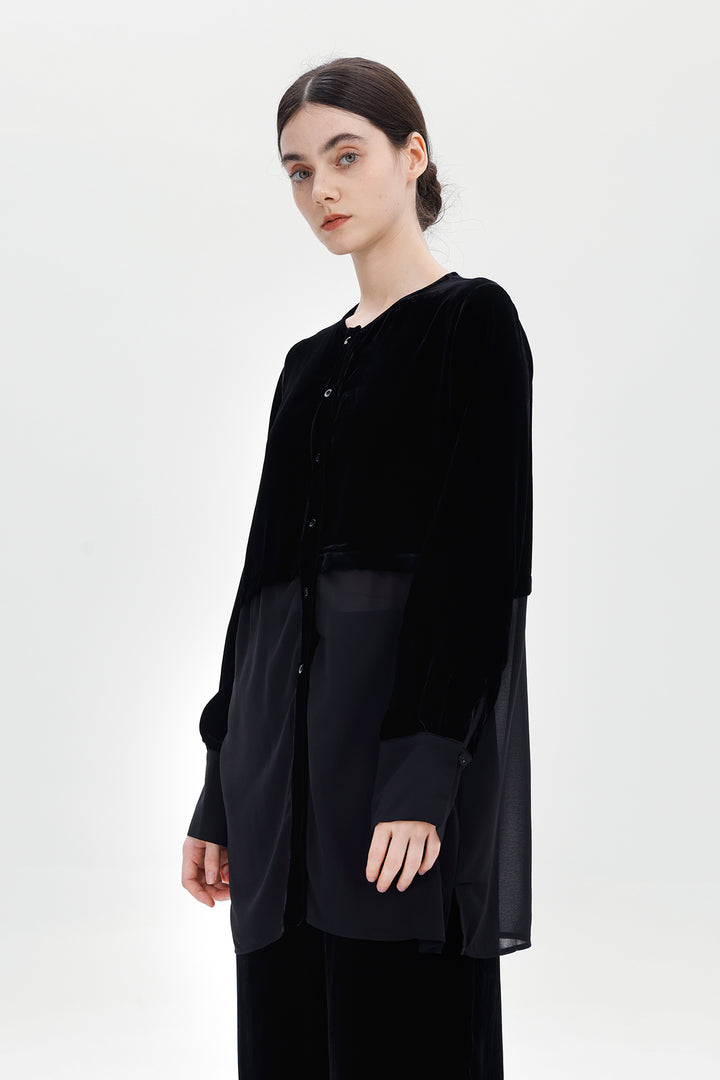 Eleanora Velvet Sheer Blouse