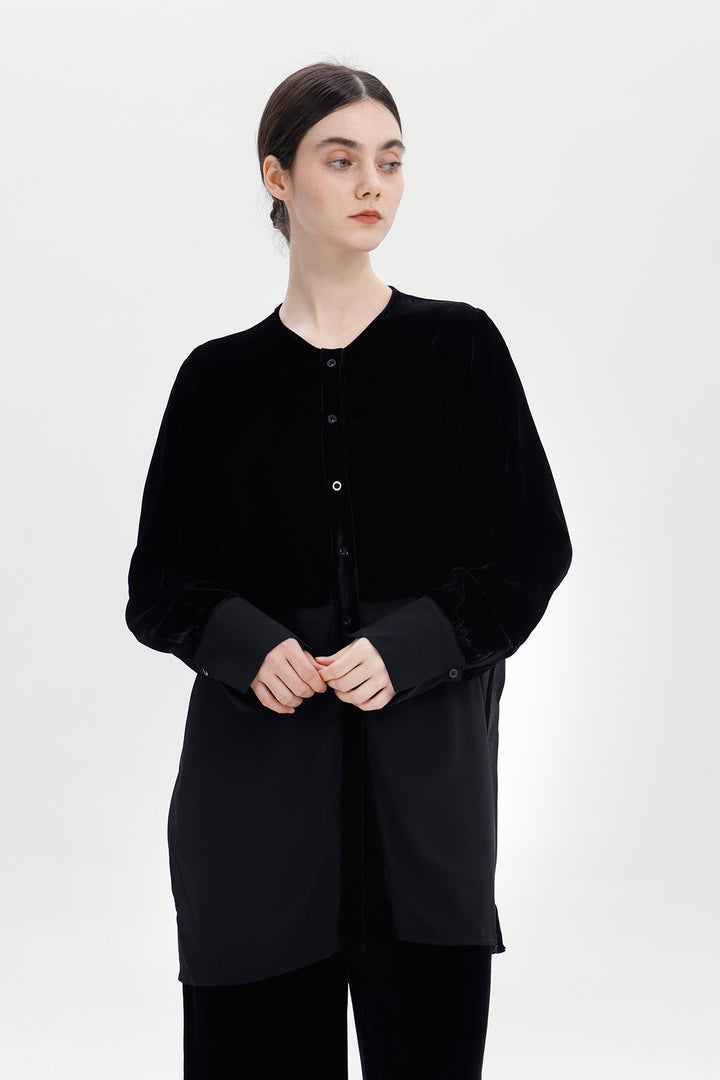 Eleanora Velvet Sheer Blouse