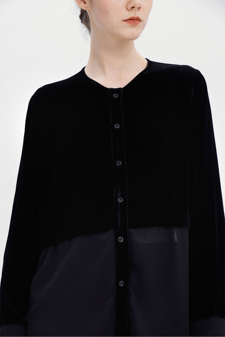 Eleanora Velvet Sheer Blouse