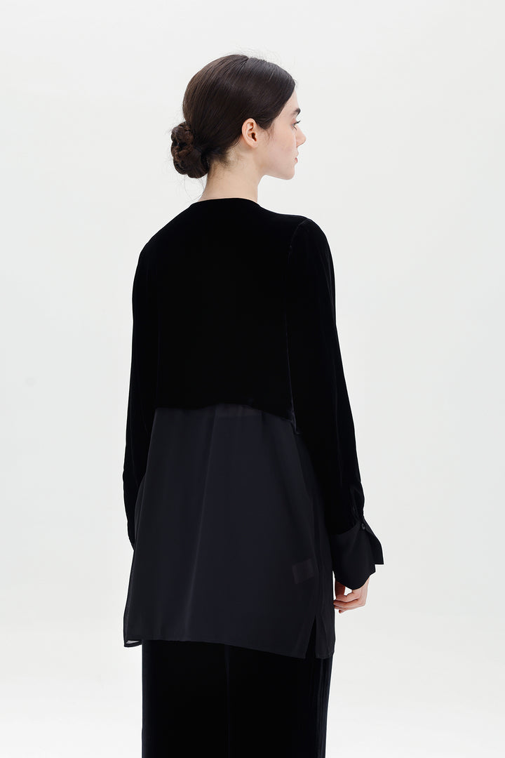 Eleanora Velvet Sheer Blouse