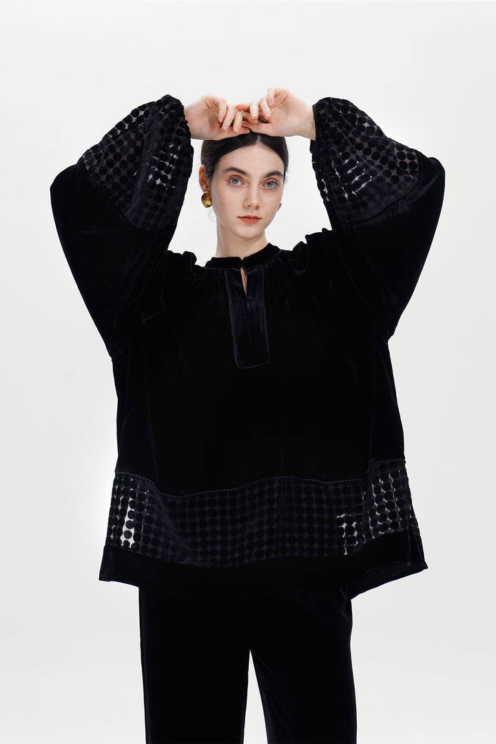 Elodie Burnout Velvet Blouse