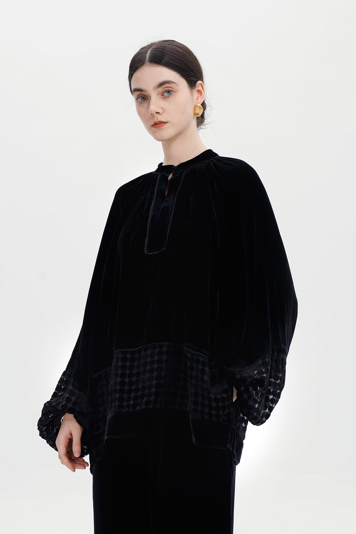 Elodie Burnout Velvet Blouse