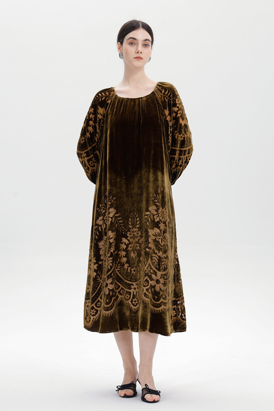 Audrey Burnout Velvet Midi Dress