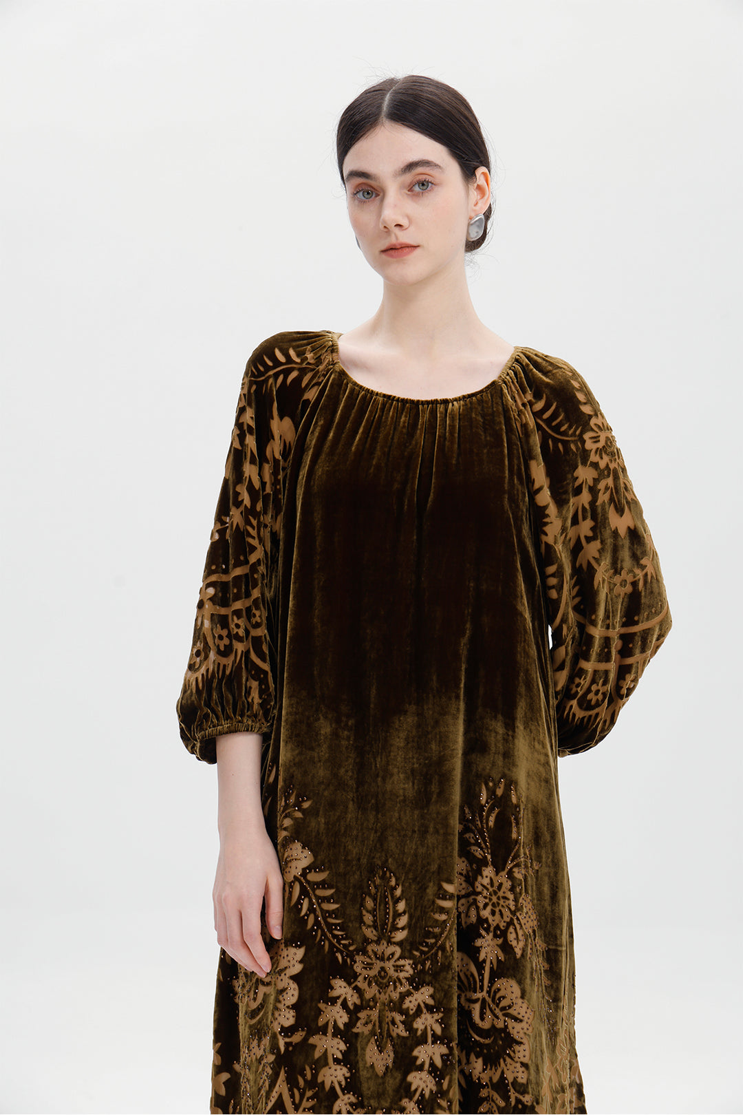 Audrey Burnout Velvet Midi Dress