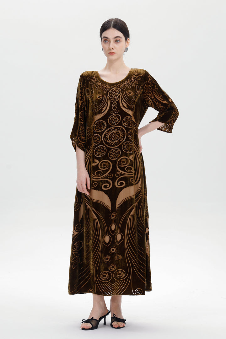 Ziva Art Silk Velvet Dress