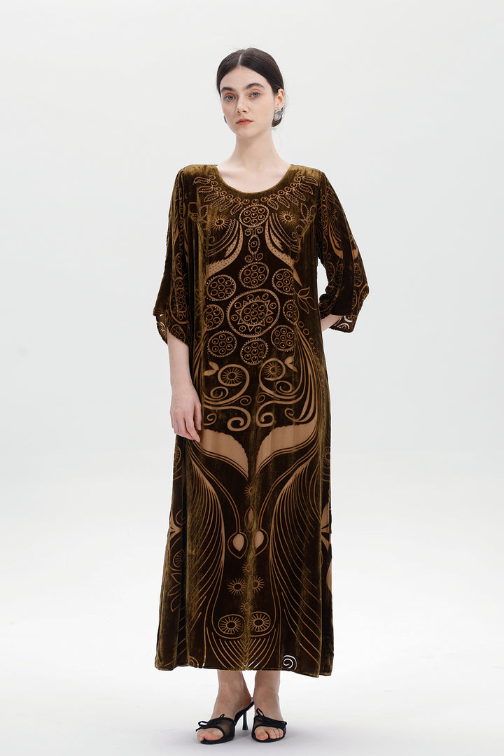 Ziva Art Silk Velvet Dress