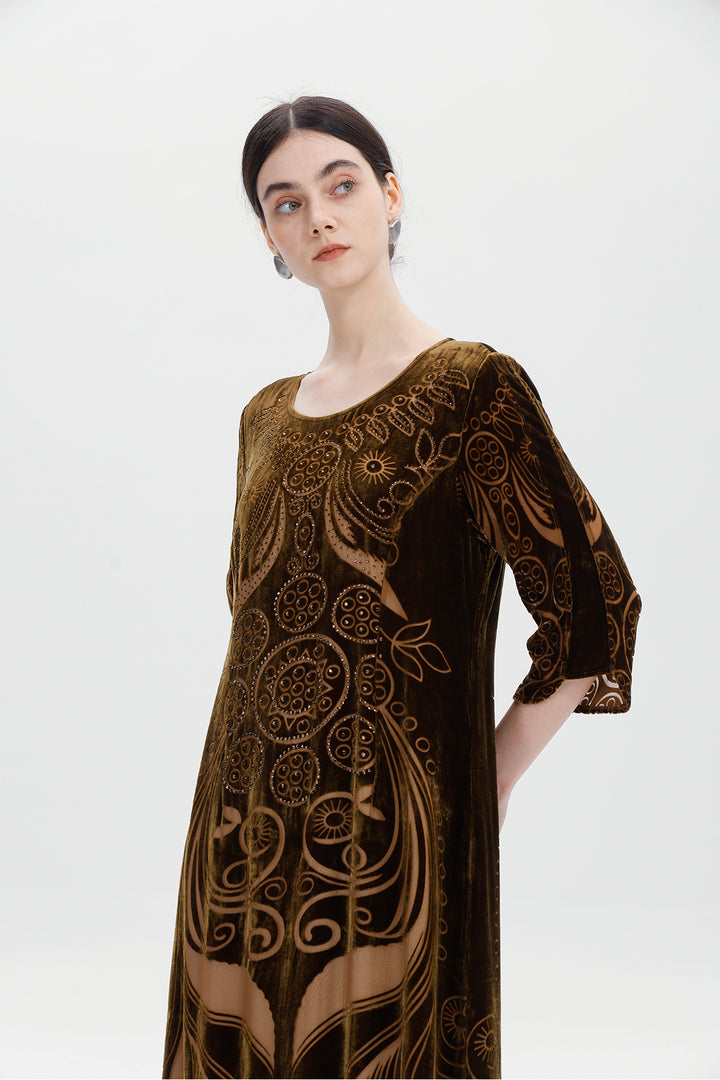 Ziva Art Silk Velvet Dress