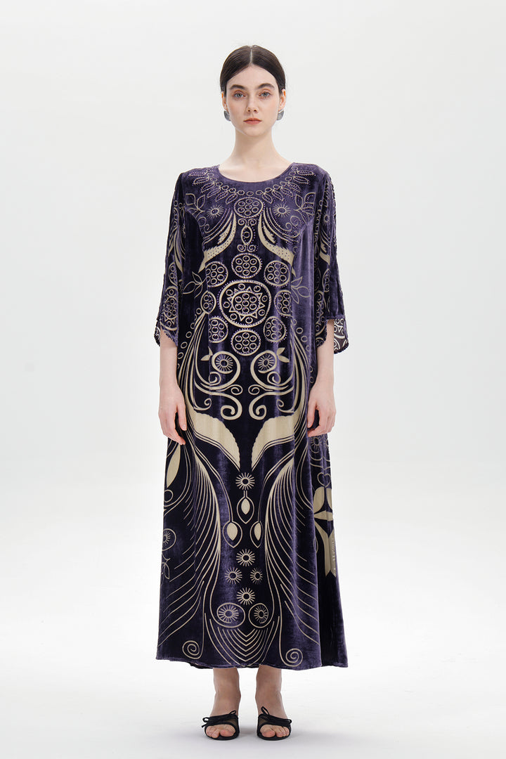 Ziva Art Silk Velvet Dress