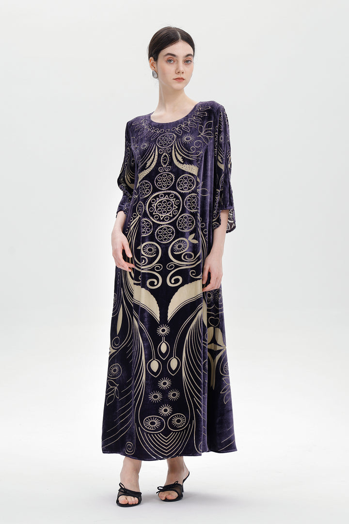 Ziva Art Silk Velvet Dress
