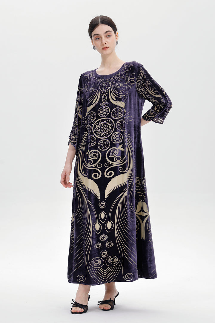 Ziva Art Silk Velvet Dress