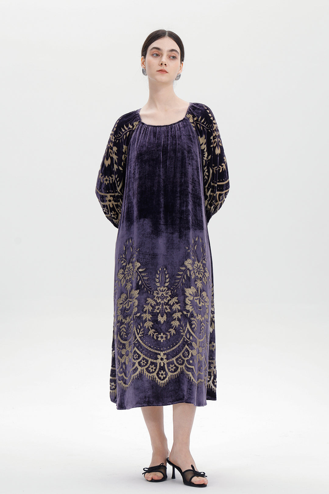 Audrey Burnout Velvet Midi Dress