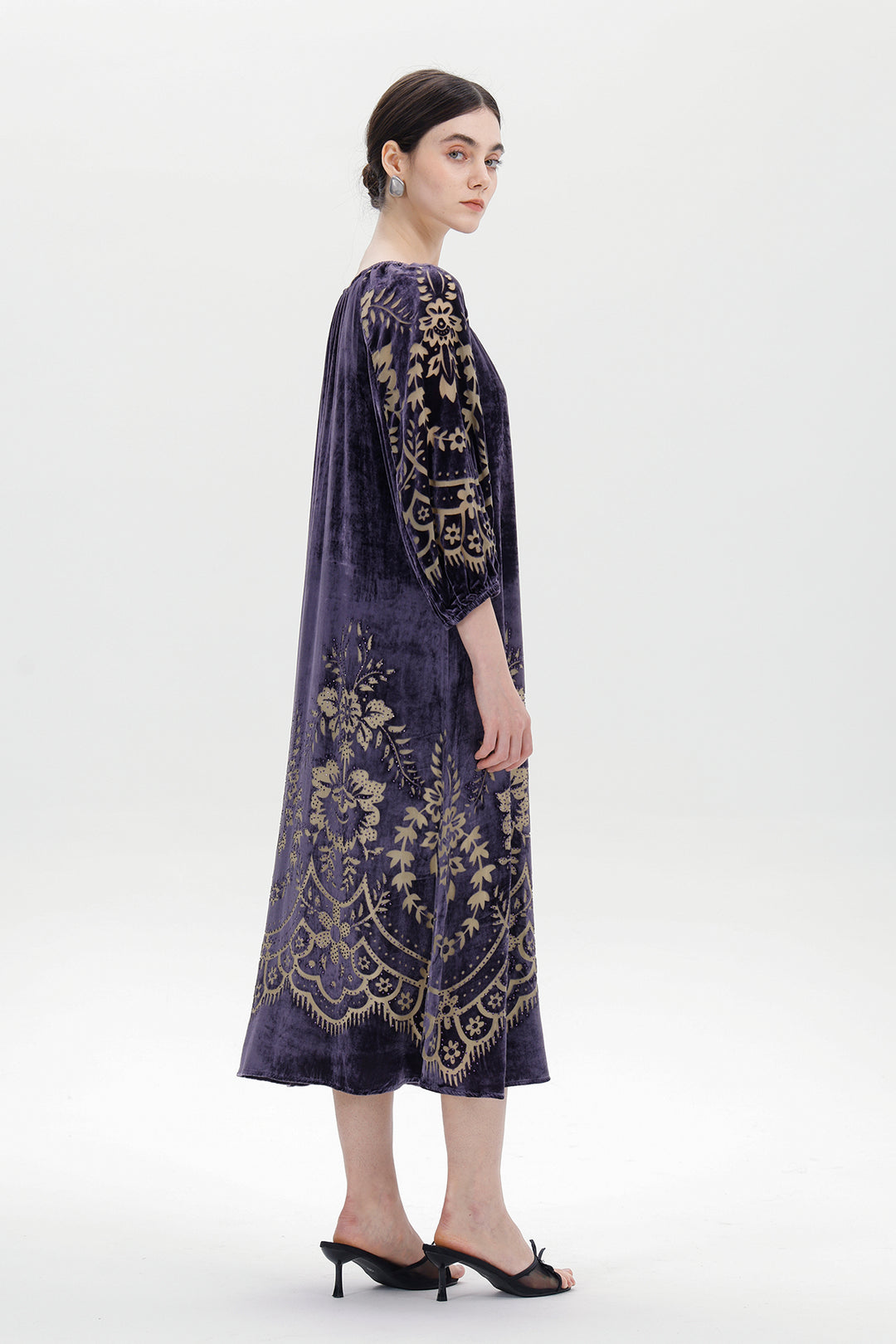 Audrey Burnout Velvet Midi Dress