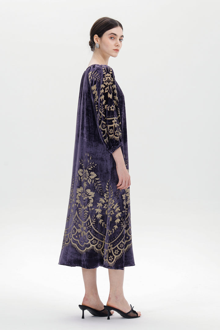 Audrey Burnout Velvet Midi Dress