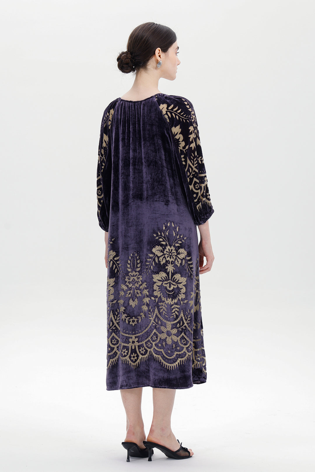 Audrey Burnout Velvet Midi Dress