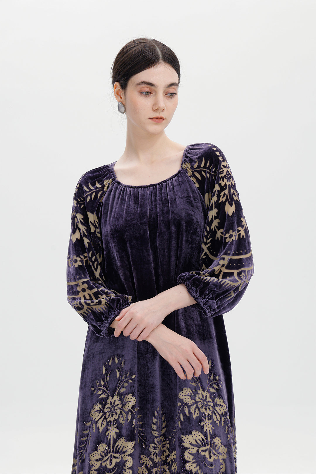 Audrey Burnout Velvet Midi Dress