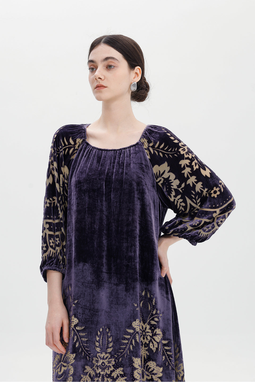 Audrey Burnout Velvet Midi Dress